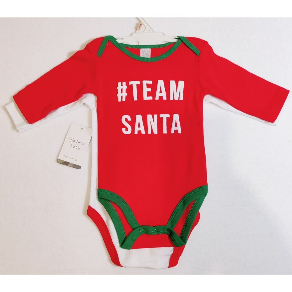 Baby 2 Pack Romper Christmas 6-9 months Tree Moustache,Team Santa NEW